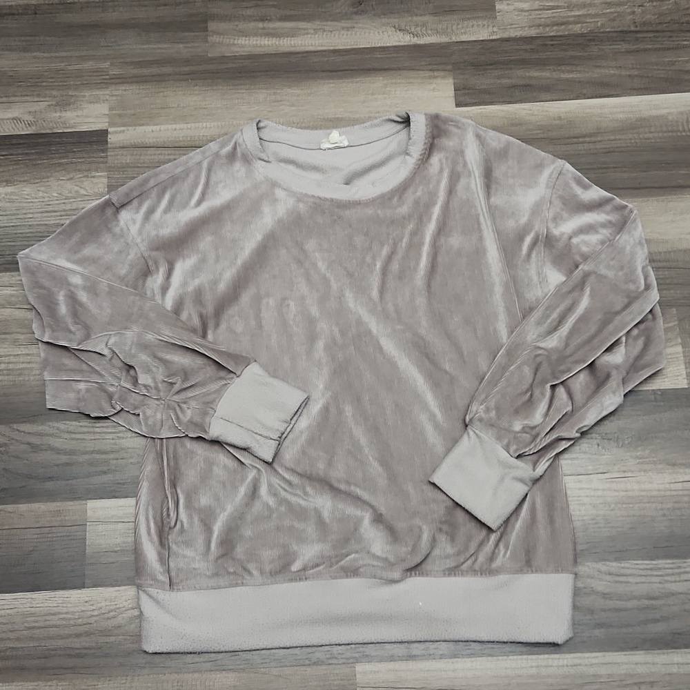 Hem & Thread Velour Sweatshirt Size Large Earthtone Colors
